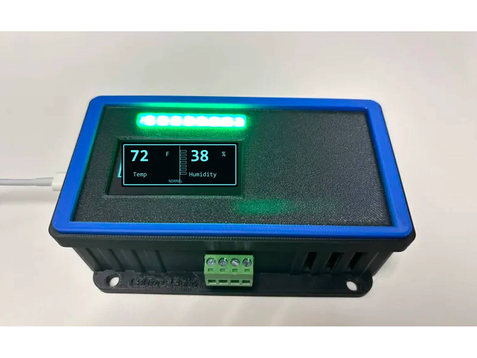 Building Sensor front view with OLED status display