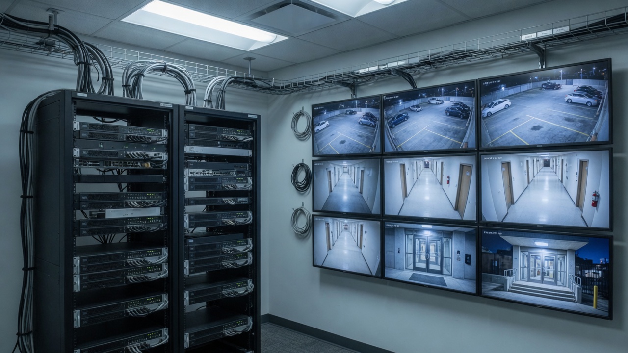 Cloud NVR rack and live camera wall